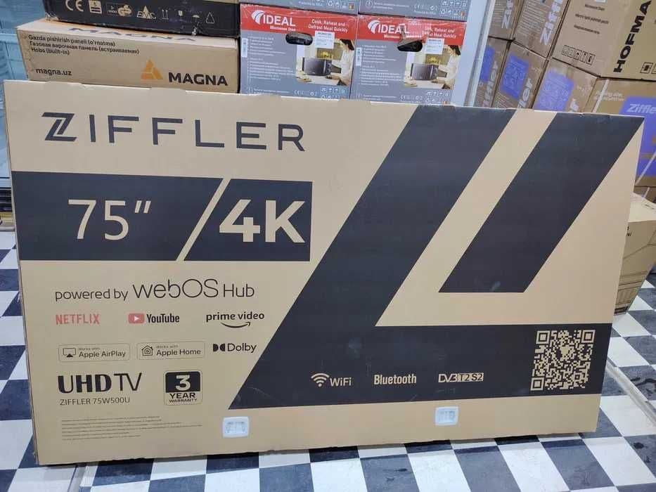 Телевизор Ziffler 75 4K QLED 120HZ  установка есть  доставка бесплатно — 1