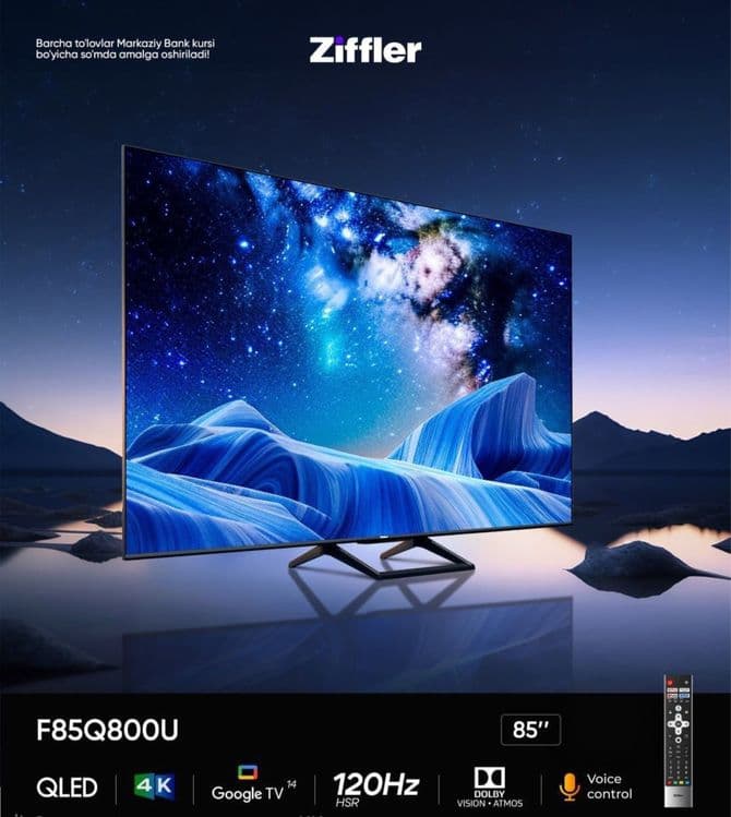 Телевизор Ziffler 85’ Google Tv Qled 4k формат, с бонусами при покупке — 1