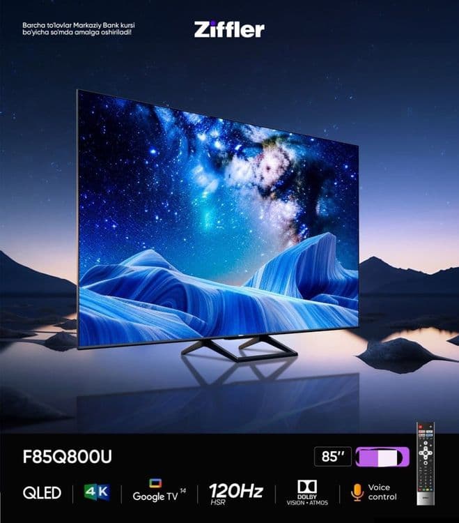НОВЫЙ! Телевизор Ziffler 85" Q800 QLED 4K 120Hz — эффект настоящего ки — 1