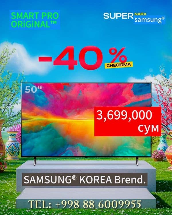 Телевизор SAMSUNG™ QRiSTAL AndroiD14 +GOLOS Smart FULL 45~32~40~55~65 — 1