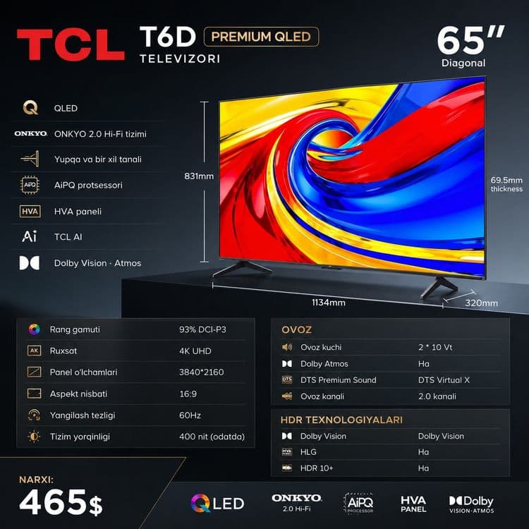 65 TCL Qled Google Tv original televizor tv — 1