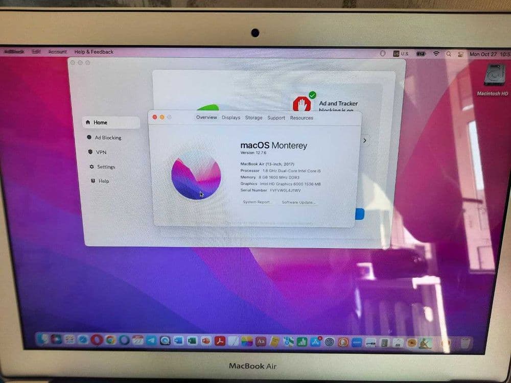 Macbook Air 2017 (customized ) Core i5, 8GB, 512 GB. Идеал ҳолатда — 2