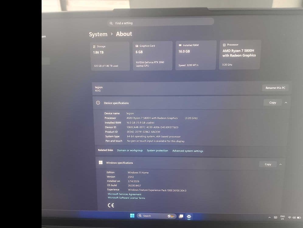 Lenovo Legion 5 Pro 16 2K / Ryzen 7 5800H / RTX 3060 / 16GB / 2TB SSD — 2