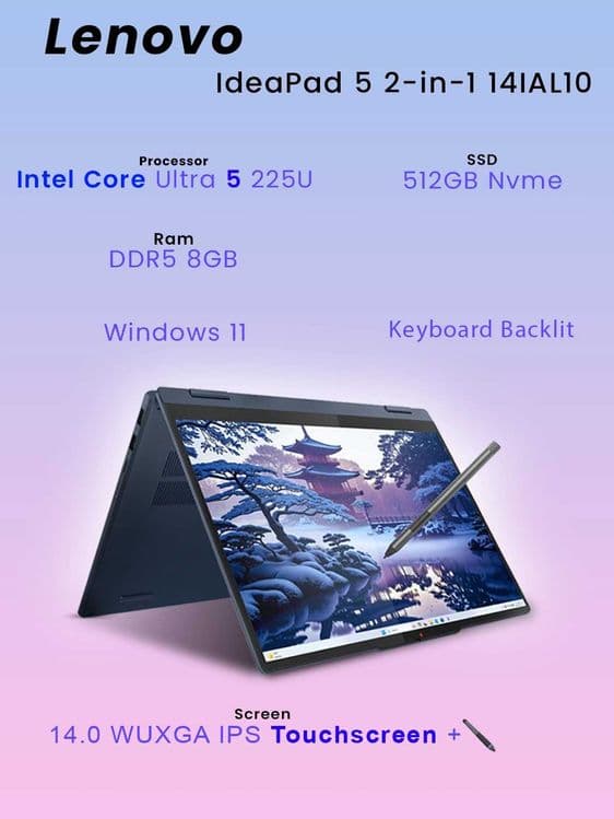 Lenovo IP 5 2-IN-1 14IAL10 Core U5-225U/8/512/14" TS/W11/Luna Grey — 5