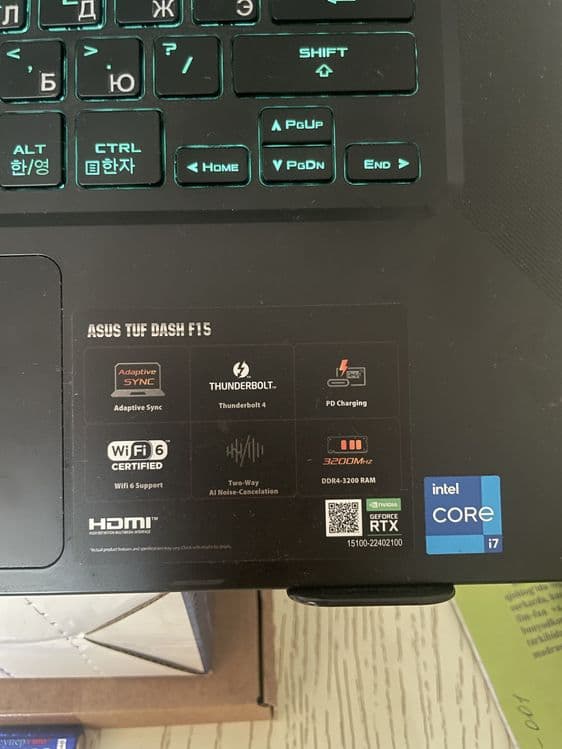 Notebook Asus Tuf Dash F15 fx516/i7 - 11370H/RTX - 3050TI/ram - 24 gb — 3