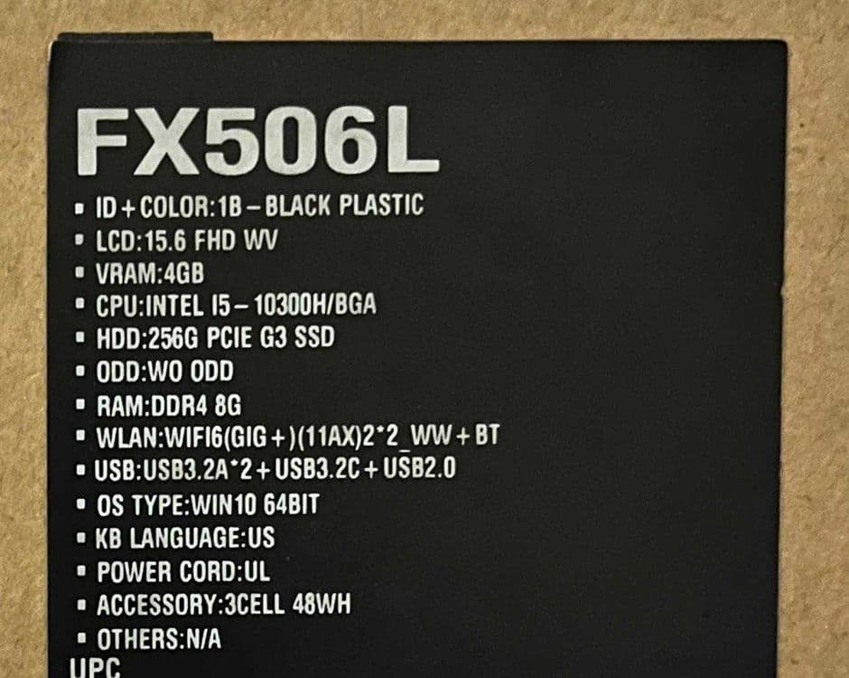 ASUS TUF GAMING Corei5 10th Gen — 5