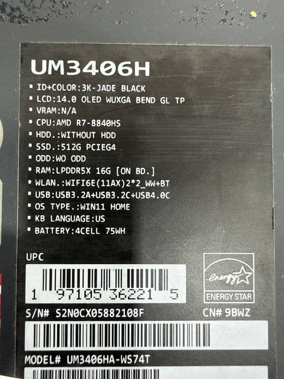 Asus Zenbook (UM3406HA) — 2