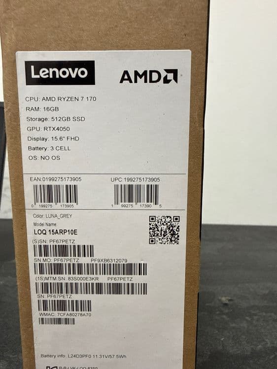 Lenovo Loq 15/Ryzen 7 170/rtx 4050 6gb — 3