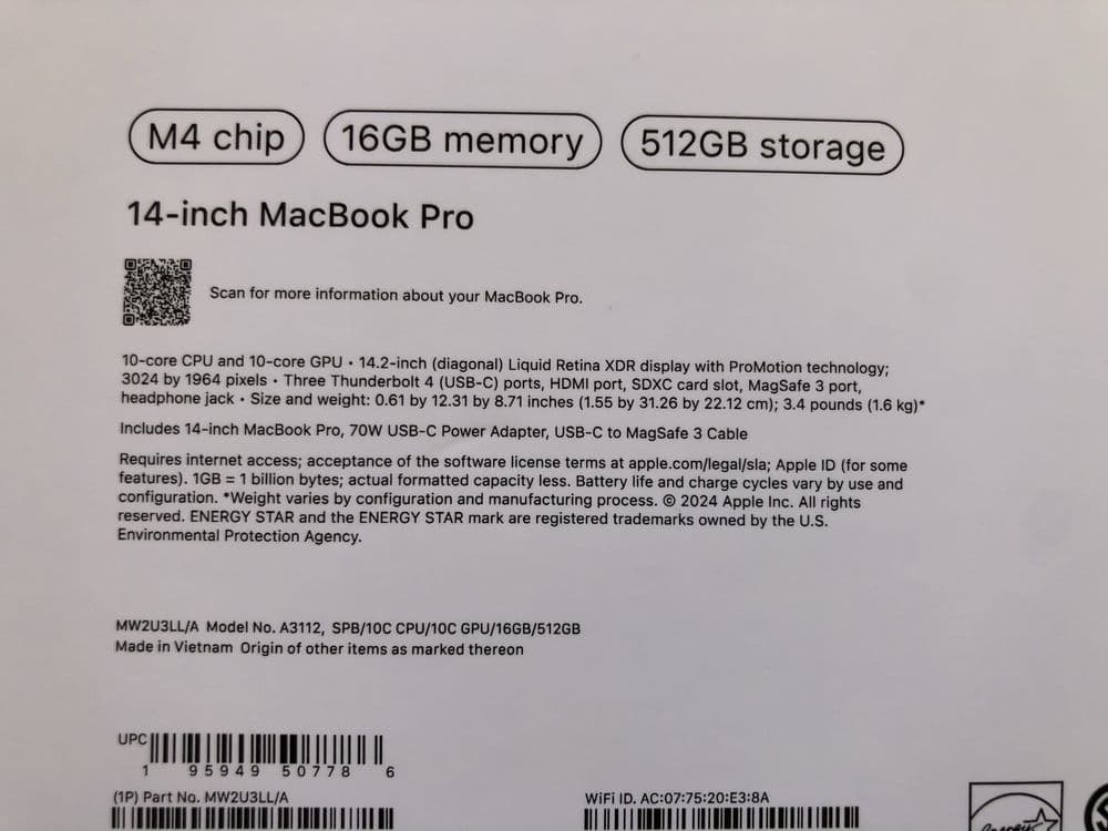 100%/45 цикл 2024 Apple MacBook Pro 14-inch M4 Chip LL/A сотилади — 3