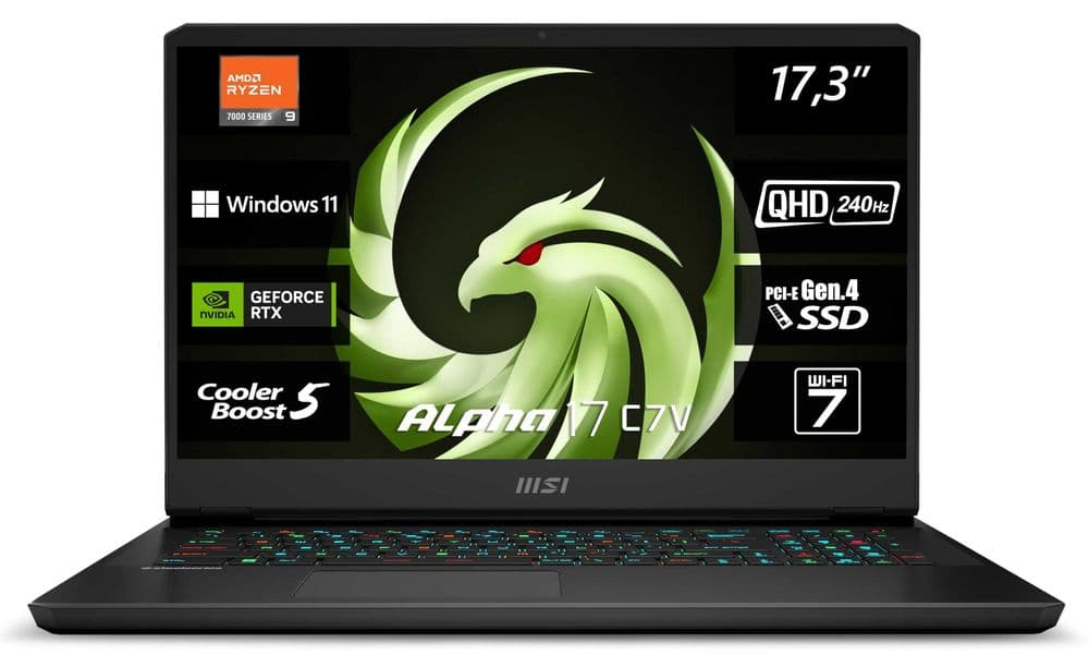 MSI Alpha 17.3 QHD IPS 240Hz Ryzen 9-7945HX DDR5 16 SD 1 TB RTX 4070 8 — 3