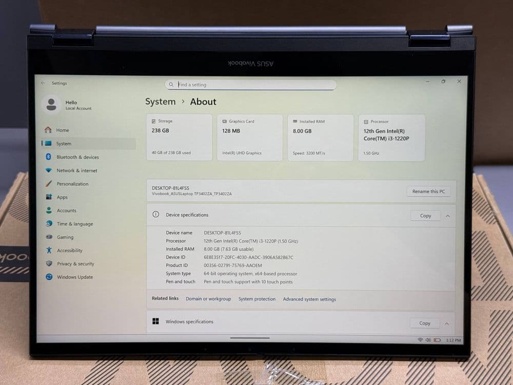 Asus Vivobook x360 sensorligi — 4