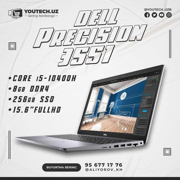 DELL Precision 3551/Intel Core i5-10400H! Nasiya savdoga, Rassrochka. — 1