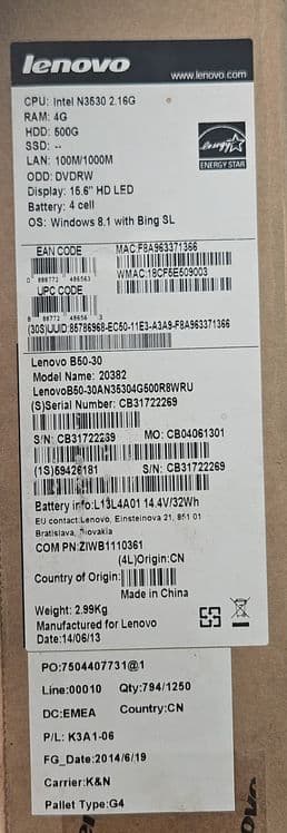 Lenovo B50-30 ekrani (15.6" Slim LED Panel) - Holati ideal — 3
