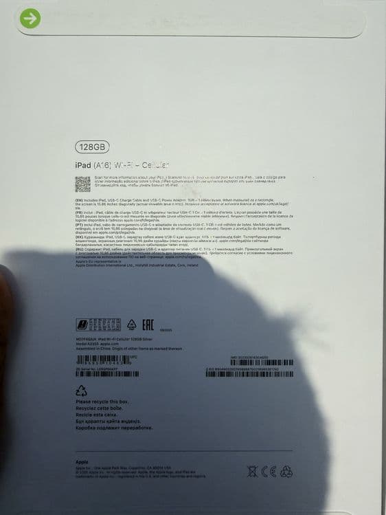 IPAD 128GB iPad (Ai6, Wi-Fl + Celular — 2