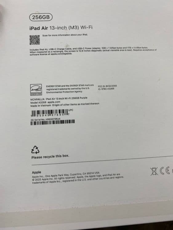 iPad Air 13 inch M3 256gb  WiFi — 2