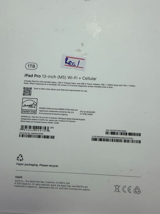 Ipad pro 13 M5 1TB wifi+5G — 1