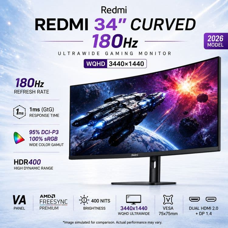 Redmi 34 Curved 180Hz 3440x1440 — 1
