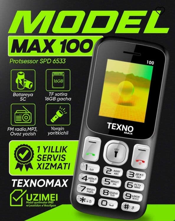 Продам кнопочный мобильный телефон Texno max 100 в отличном состоянии — 1