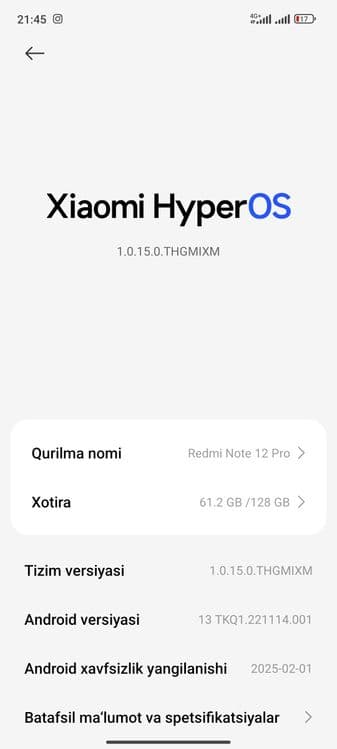 Redmi not 12 pro ideal 8/128 xotira — 8