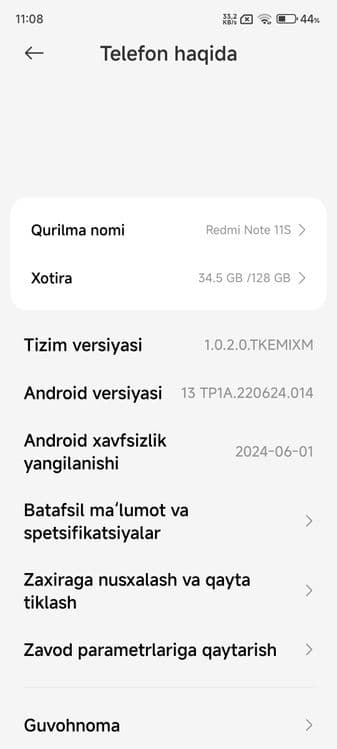 Redmi note 11s 128ga 8+8 — 4