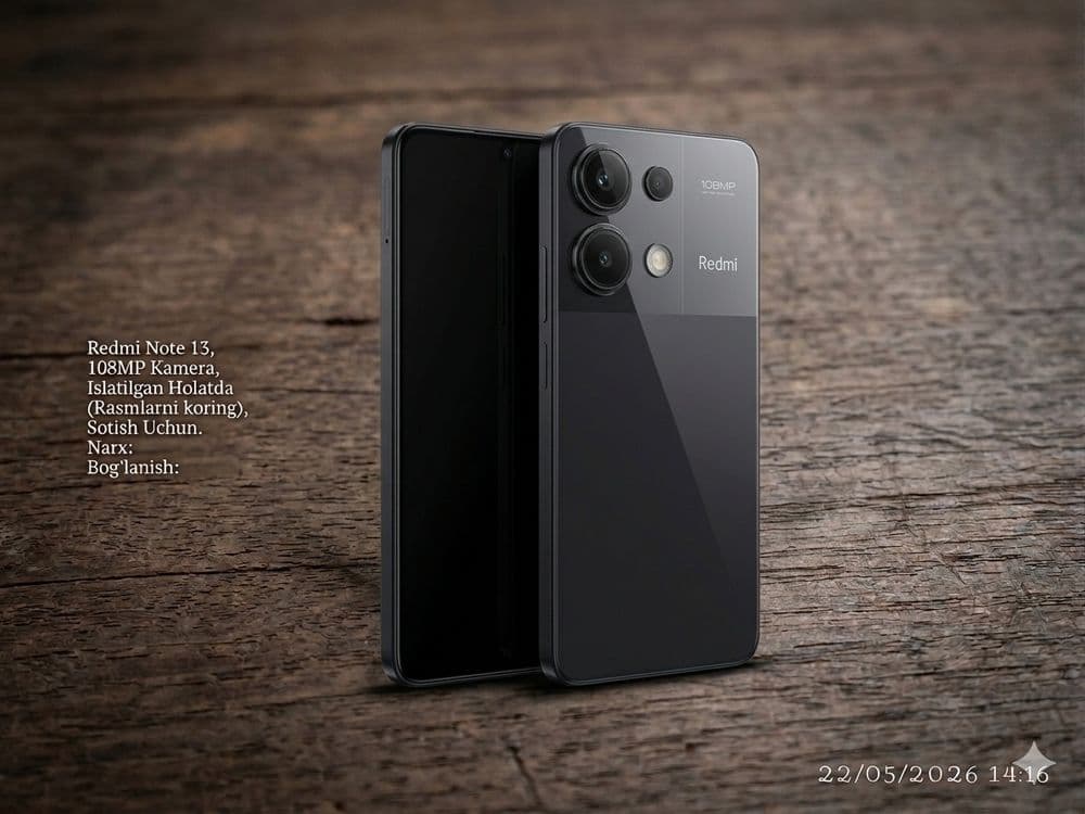 Redmi Note 13 
Sotuvda ideal holatdi,
