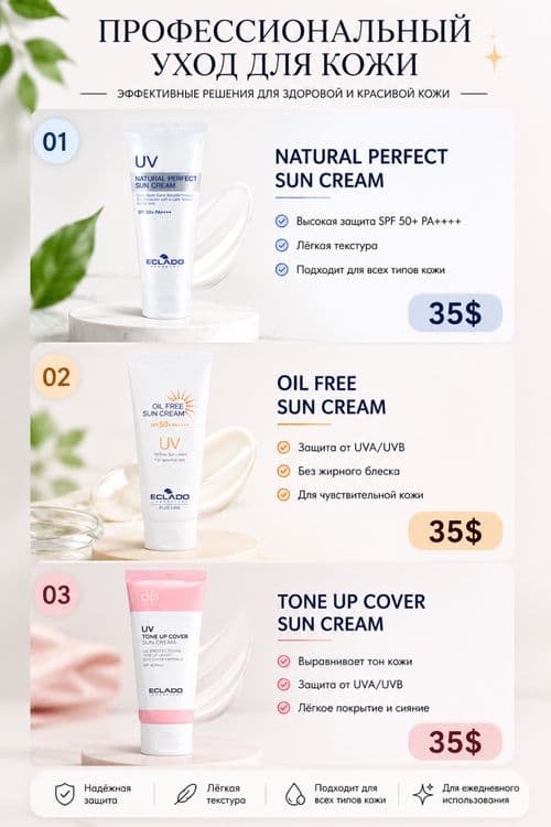Солнцезащитные профессионалтные средства от Eclado