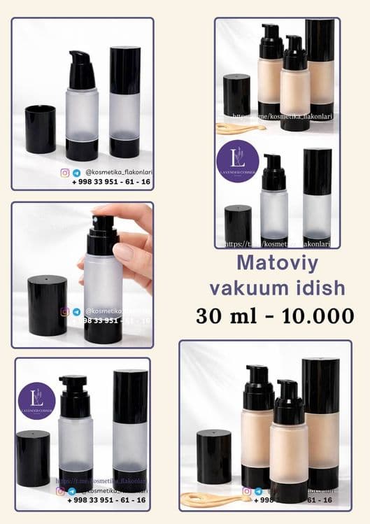 Matoviy vakuumli kosmetika idishlari (Flakon)– Sifatli va qulay — 2