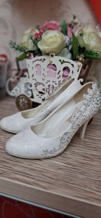 Туфли белые женские каблуки свадебные вечерние — 2