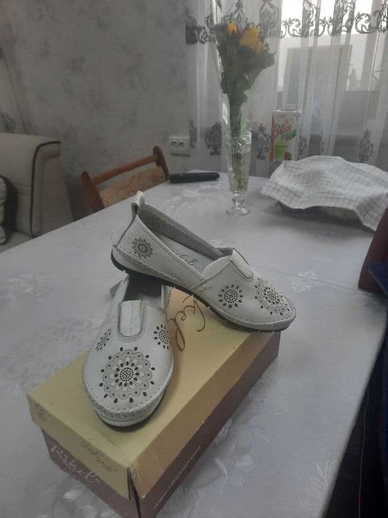 Летние мокасины белые кожанные — 1