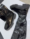 Лаковые сапоги-чулки  Zara черные на массивной подошве