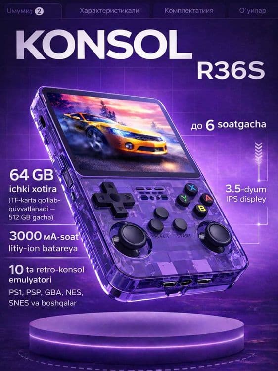 R36S portativ o‘yin konsoli — 2