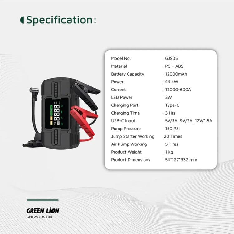 Jump starter GL-JS4 Green lion — 3