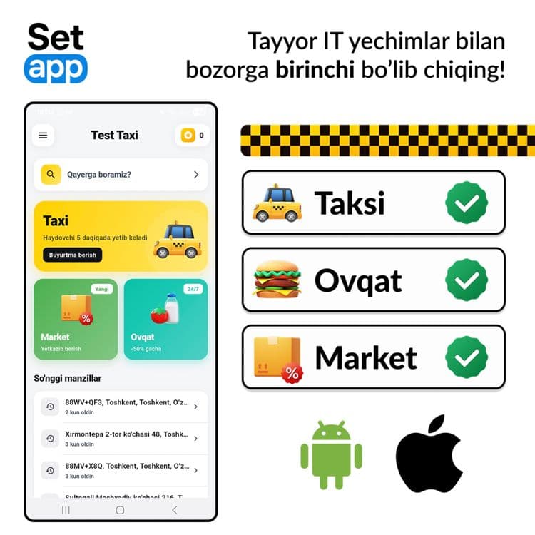 Tayyor Yandex Go uslubidagi superilova! Taksi, Ovqat, Market platforma — 1