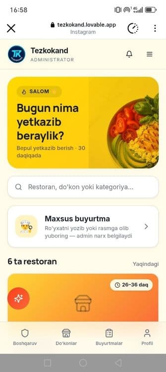 Tayyor delivery  biznes ilovasi sotiladi tezkokand — 1