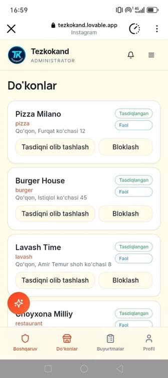 Tayyor delivery  biznes ilovasi sotiladi tezkokand — 3
