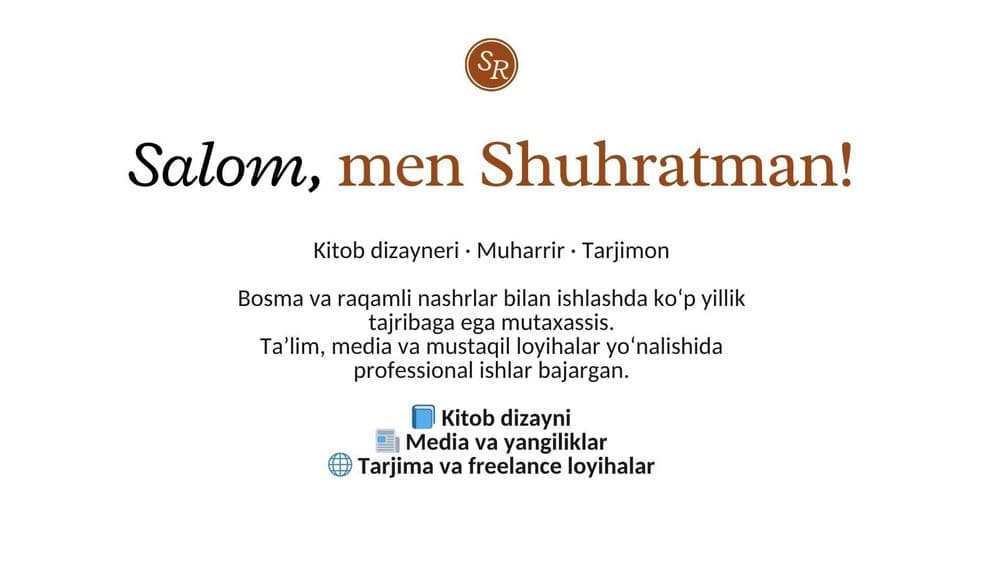 Tarjimon | Kitob dizayneri | Muharrir — 1