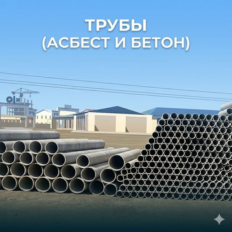 Асбест труба, чугун батарея, Асбестоцементные трубы, асбест- қувурлар — 4