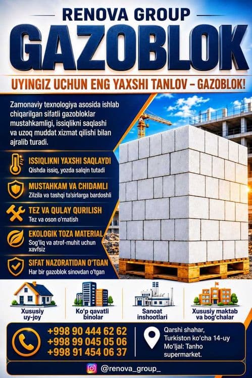 RENOVA GROUP | Ishonchli Gazoblok Yechimi