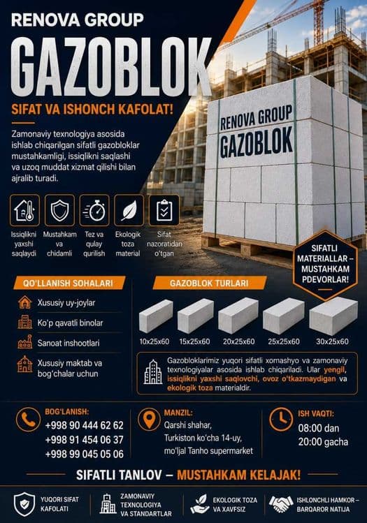 RENOVA GROUP | Ishonchli Gazoblok Yechimi — 2