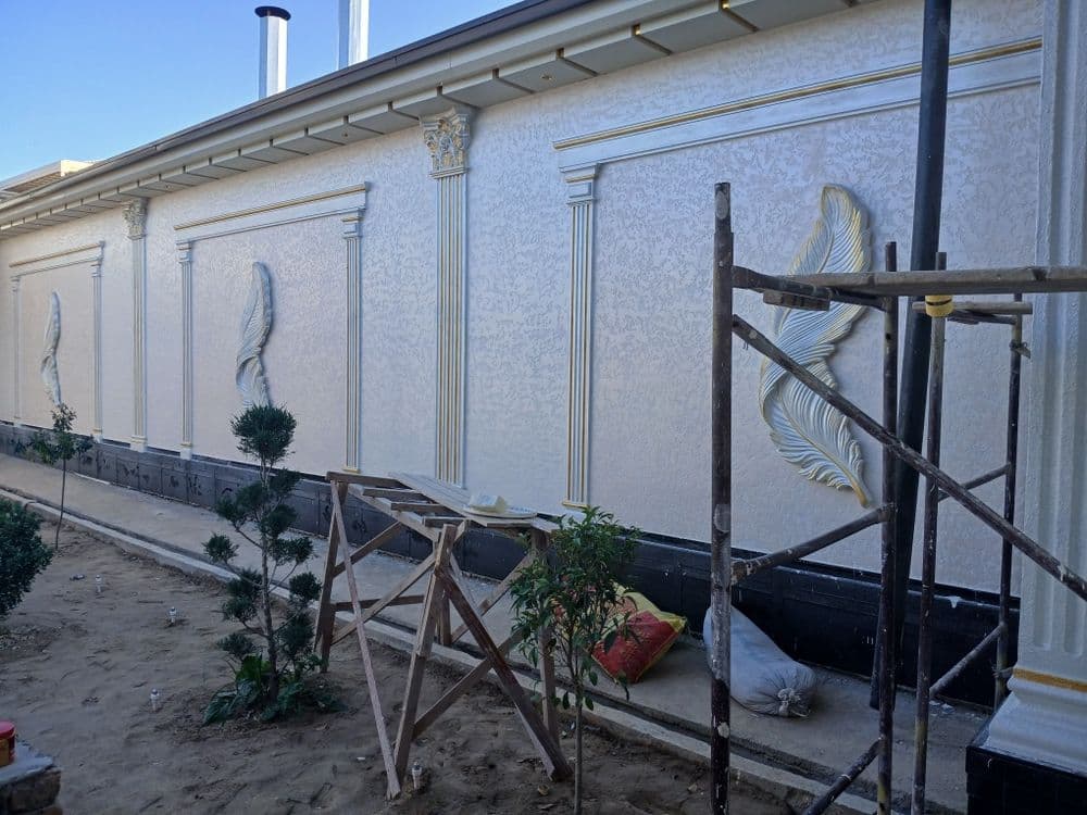 Tiravertin sokil fasad ishlari — 2