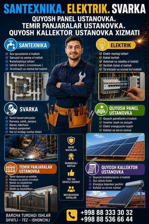 Santexnika. Elektrik. Svarka. Quyosh panel xizmati — 1