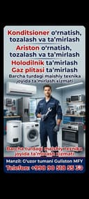 Konditsioner oʻrnatish tamirlash holodilnik  tamirlash