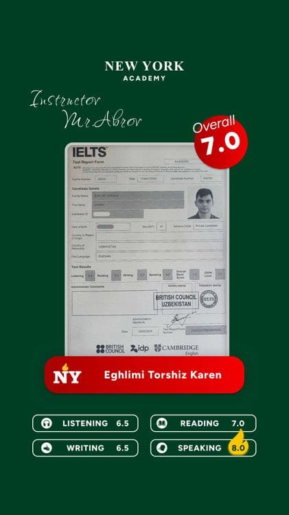 Amerikada o'qigan IELTS 8.0 ustoz | ONLINE Ingliz tili va IELTS — 7