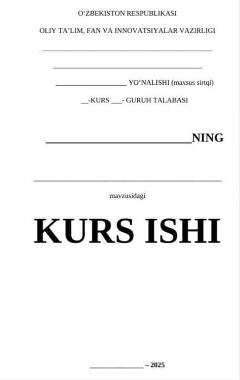 Kurs ishi yozib beraman | 100% original | Tez va ishonchli — 1