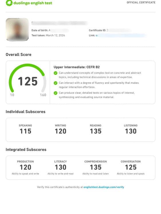 TOEFL iBT (home edition) & DUOLINGO intensive kurslar — 2
