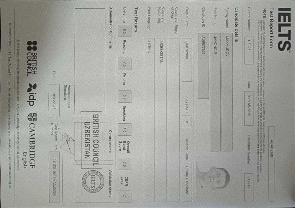 SAT 1520 | IELTS 7.5 | Individual 1-on-1 darslar