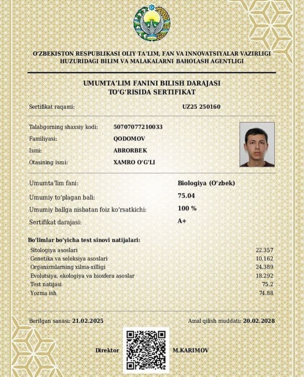 Biologiya va kimyo kursi òquv markazi — 2