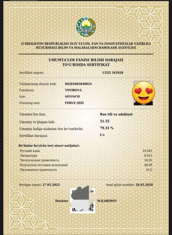 Milliy sertifikatga tayyorlov, Rus tili fanidan 100% natija — 3