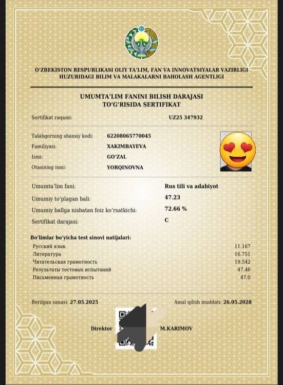 Milliy sertifikatga tayyorlov, Rus tili fanidan 100% natija — 6