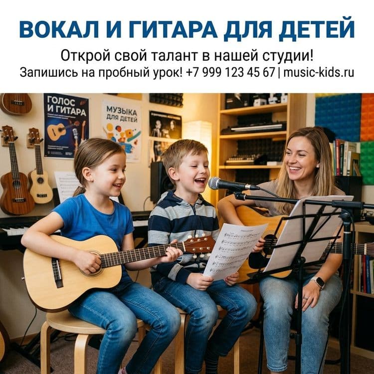 Обучение вокалу и игре на гитаре для детей и взрослых в студии.
Ищешь, — 2